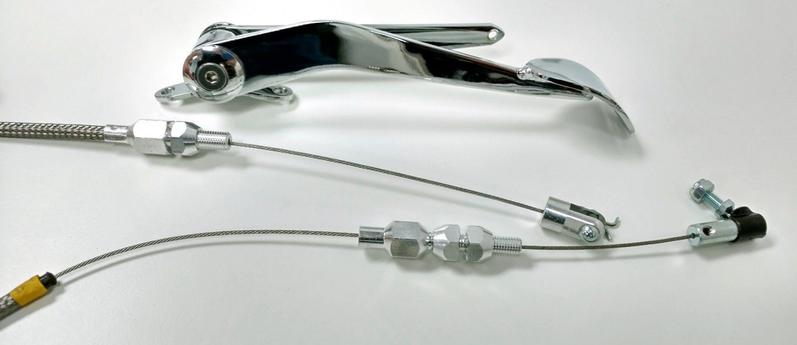 Hot Rod Chrome Spoon Throttle Pedal Kit W/ 24" SS Braided Cable, Return