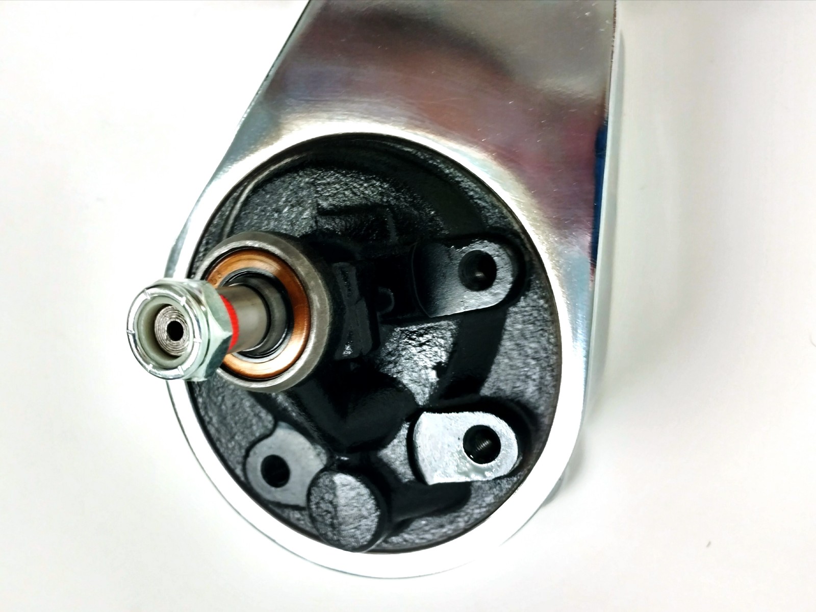 BBC SBC Chevy Chrome Saginaw Style Power Steering Pump w/ Double Groove