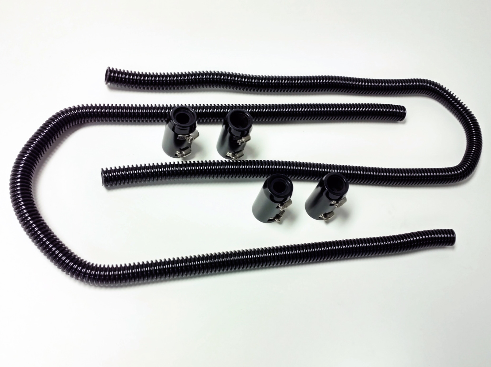 44" Black Stainless Steel Heater Hose Kit w/ Black Aluminum End Caps eBay