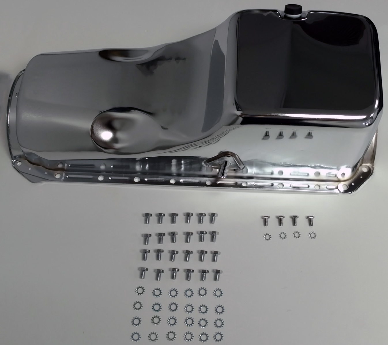 BB Chevy BBC Chrome Oil Pan W/ Bolts 4qt 396427454 '6576 Hot Rat