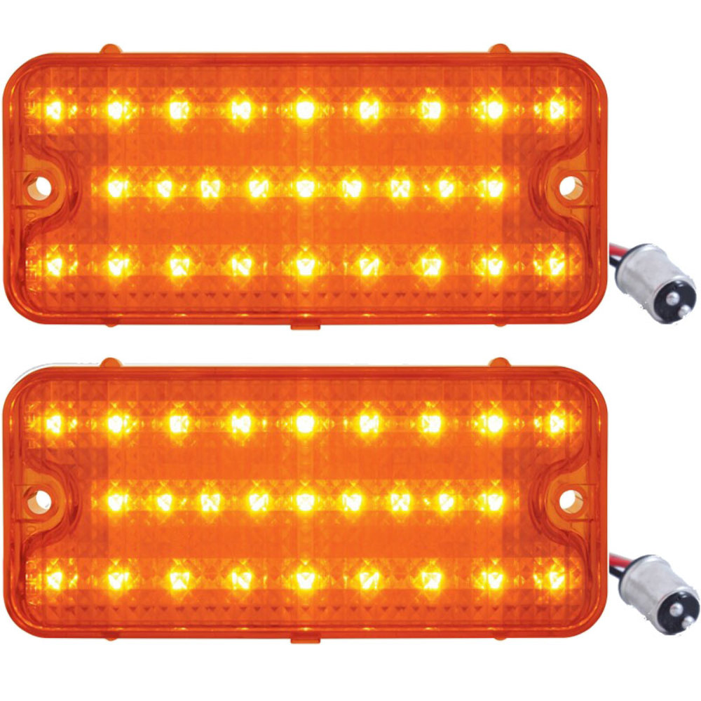 (2) 1967 1968 Chevrolet GMC Truck LED Park Light Amber Lens w/ Amber LED, Pair Pirate Mfg