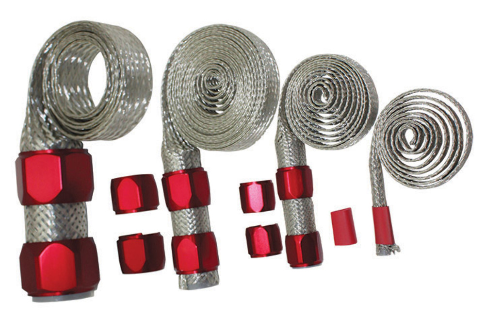 Stainless Braided Engine/Vacuum/Fuel/Heater/Oil Line Hose Sleeve Dress Up Red Kit Pirate Mfg