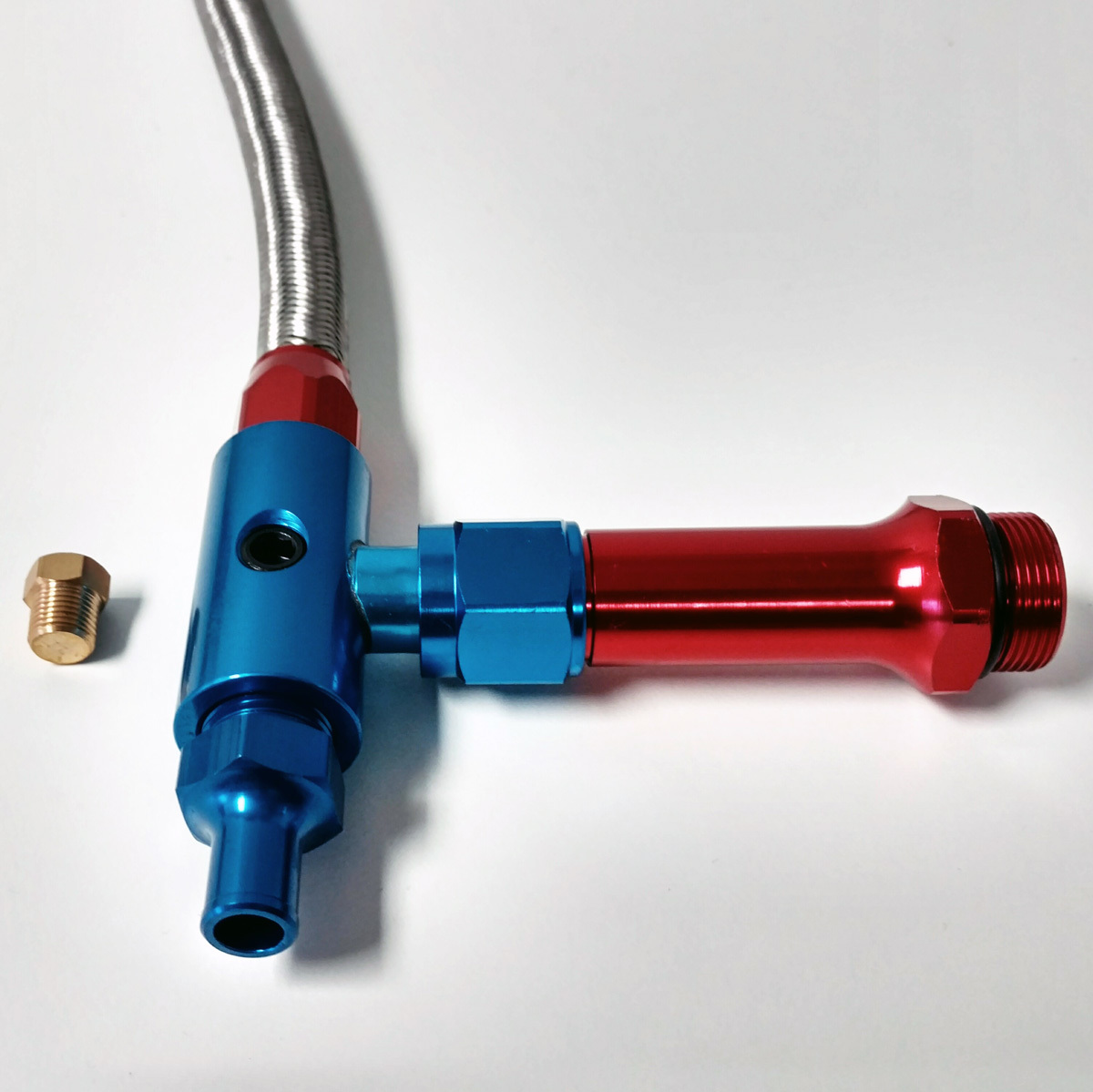 Braided Holley 4150 4160 Double Pumper Fuel Line Log Red & Blue