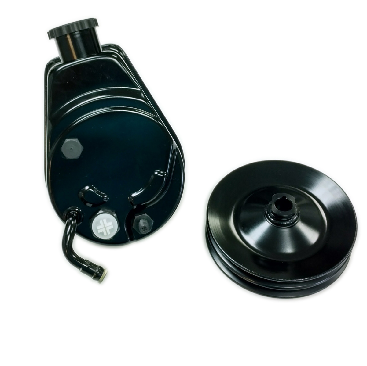 BBC SBC Chevy Black Saginaw Style Power Steering Pump w/ Double Groove