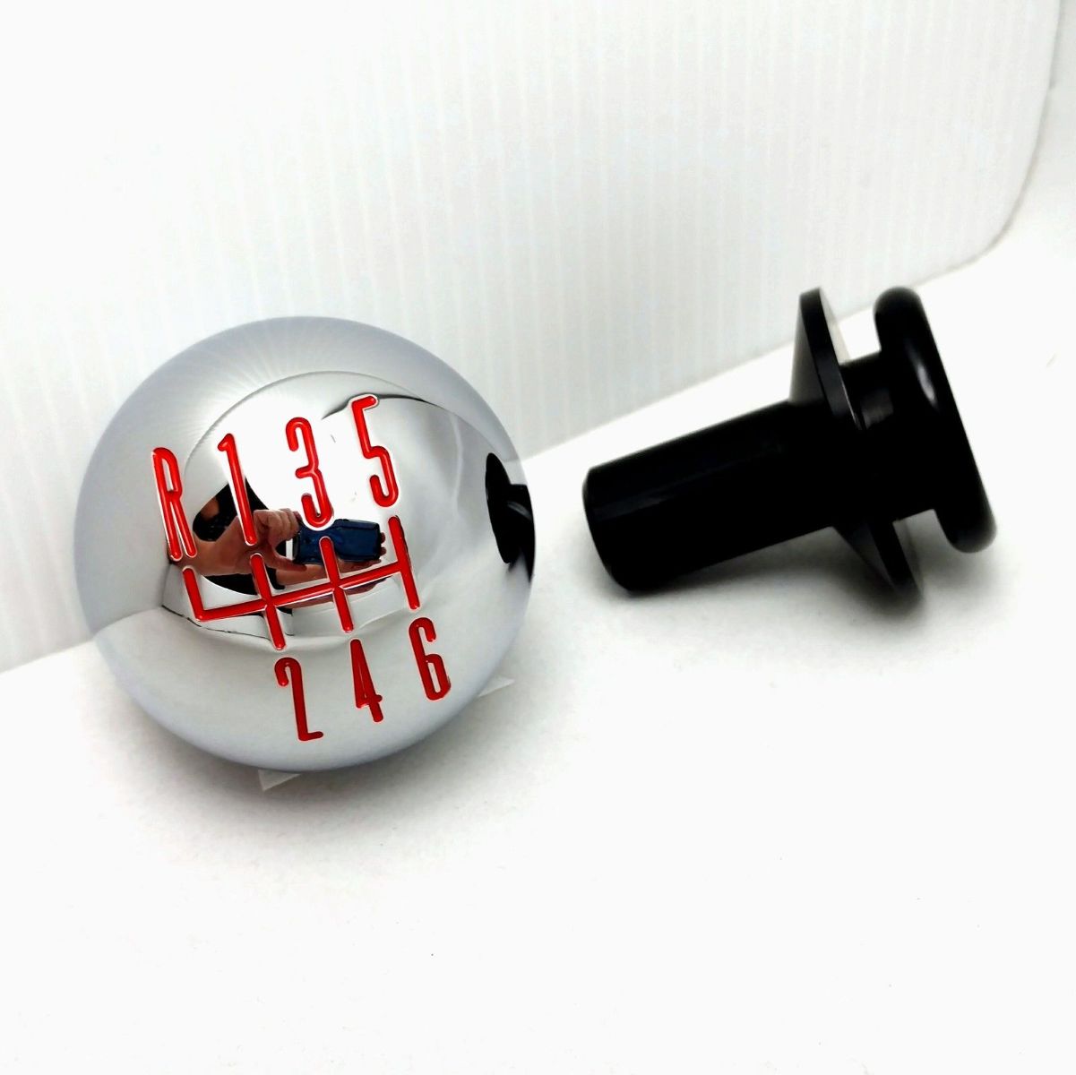 201114 Ford Mustang Chrome Billet 6Speed Shift Knob w/ Retainer Red