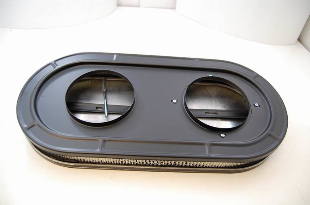 21" Black Finned Cobra Performance Air Cleaner Dual Carb 19651973 Mustang Pirate Mfg