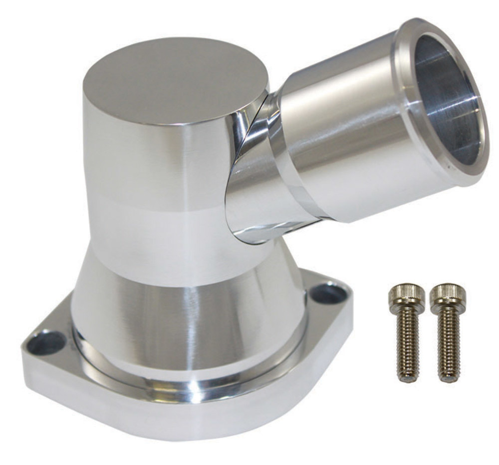 Chevy LS1 45º Polished Aluminum Swivel Water Neck Thermostat Housing GM