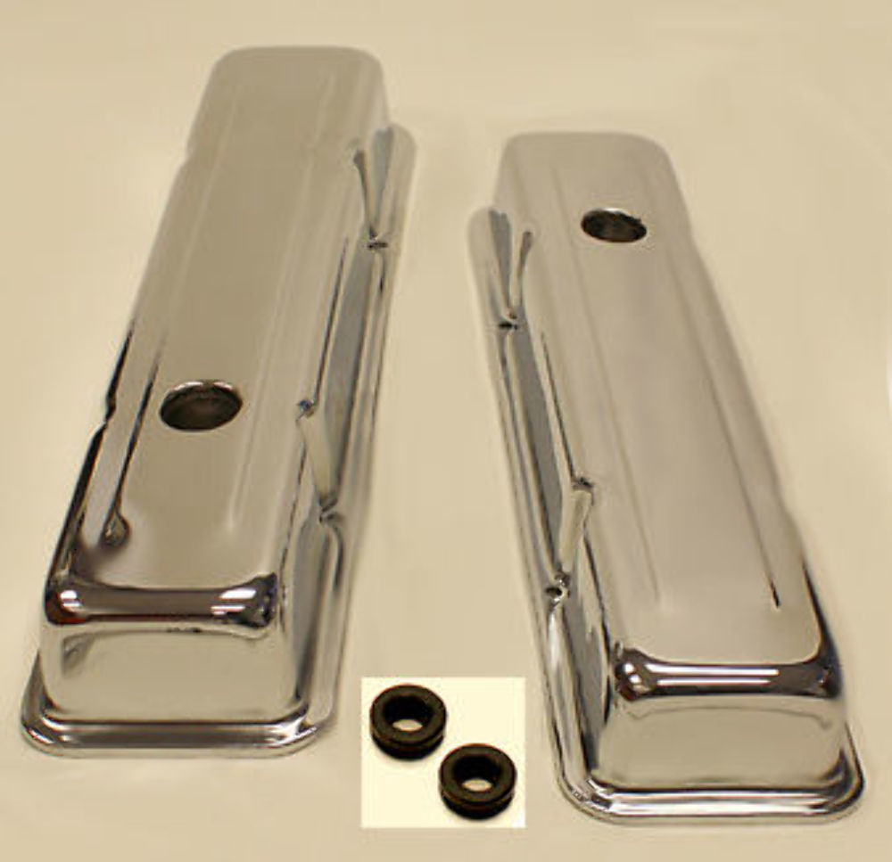 SMALL BLOCK CHEVY SHORT CHROME VALVE COVERS 283 350 eBay