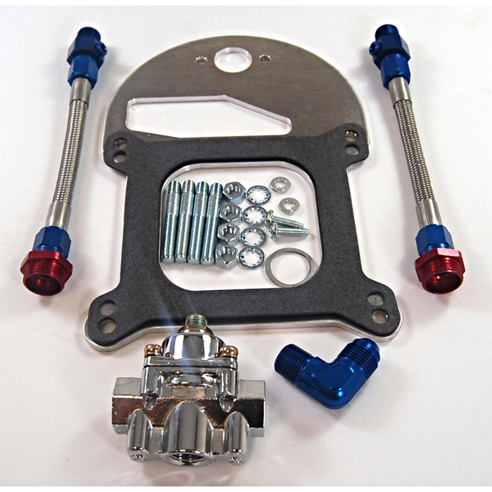 Braided Fuel Line Pressure Regulator Kit Dual Outlet Holley 4150
