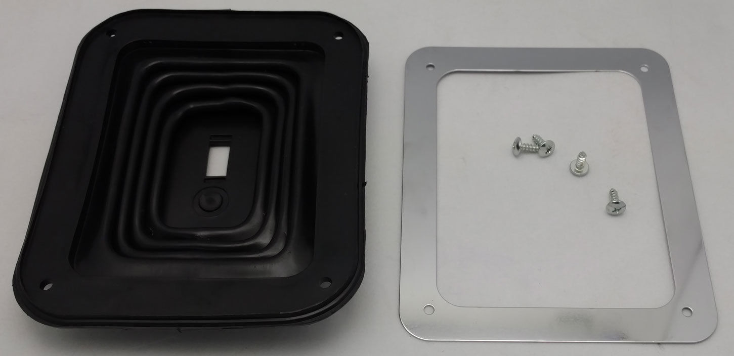 Hurst Style Rubber Shifter Boot With Chrome Plate 5 5/8" X 6 3/4