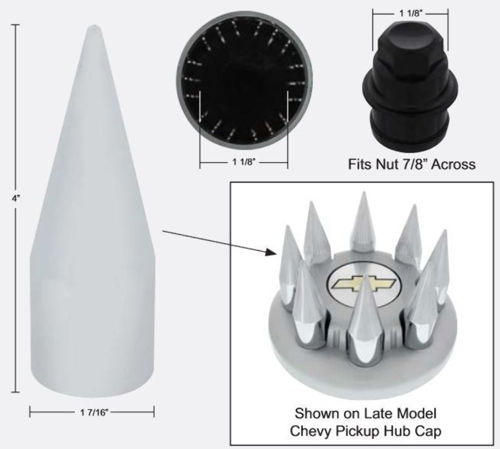 Spike Nut Cover 7/8" (pack of 10) Ford Chevy GMC Full Size Pickup