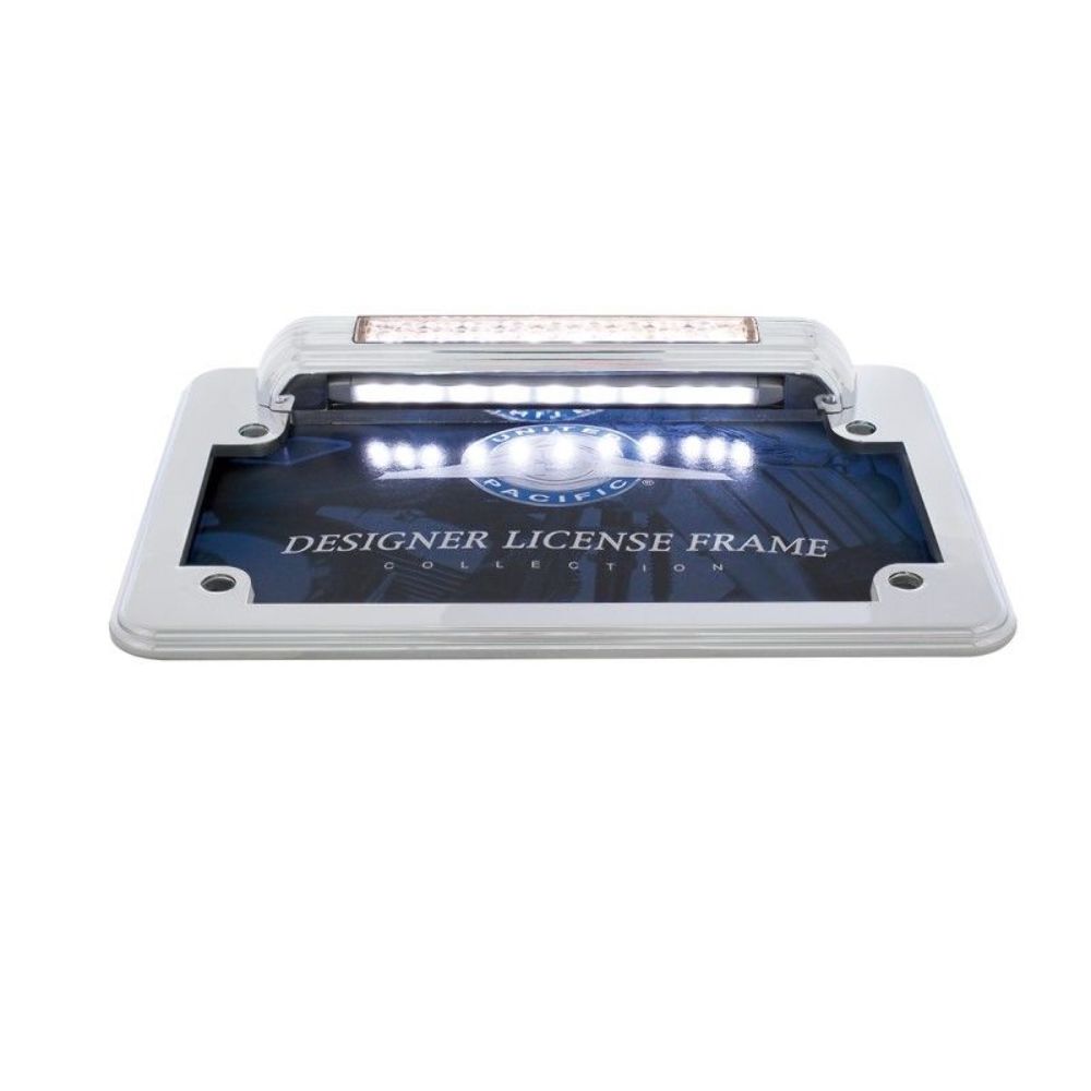 LED Motorcycle License Plate Frame Deluxe Vintage Design BackUp