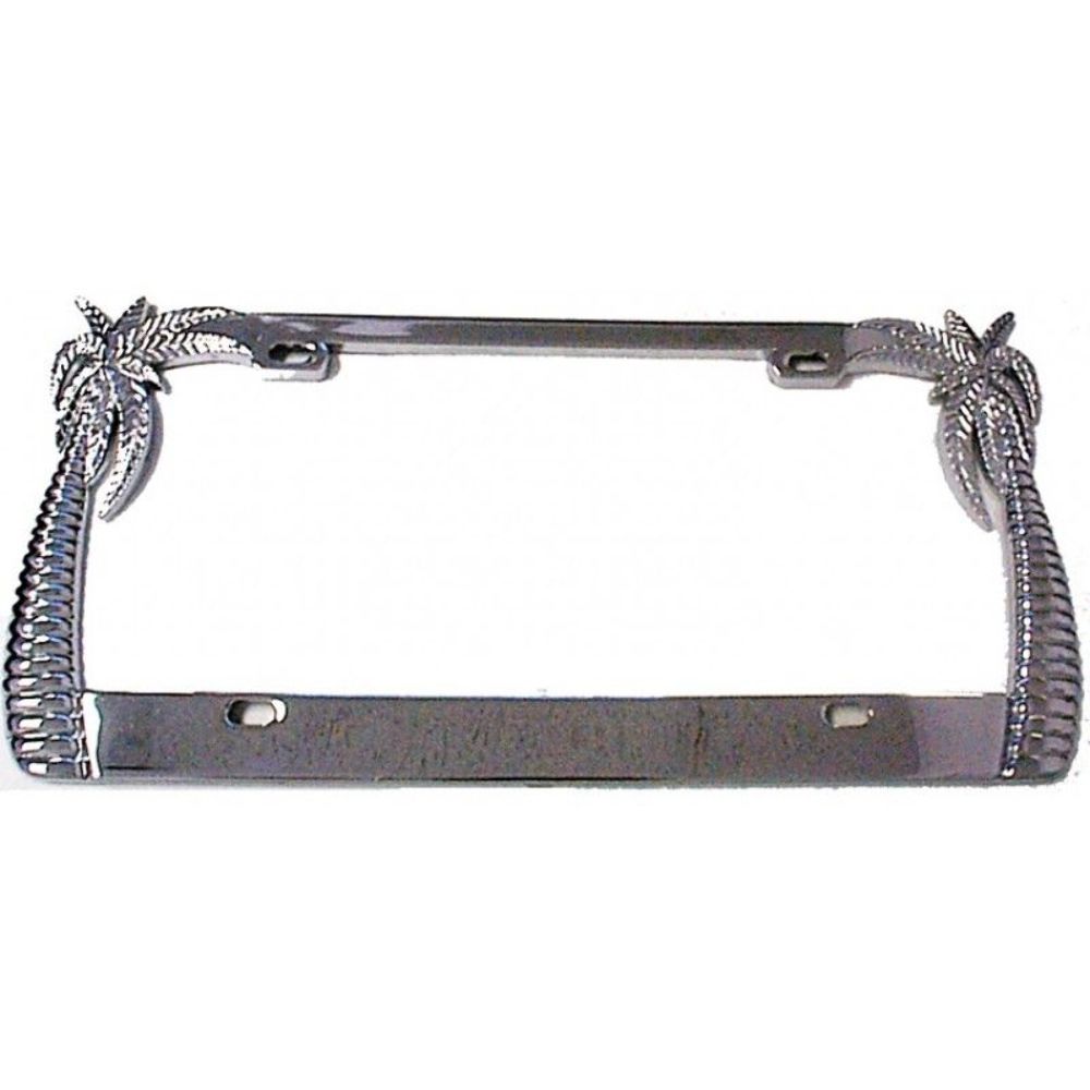 Chrome Palm Tree License Plate Frame with 4 Hole Mount