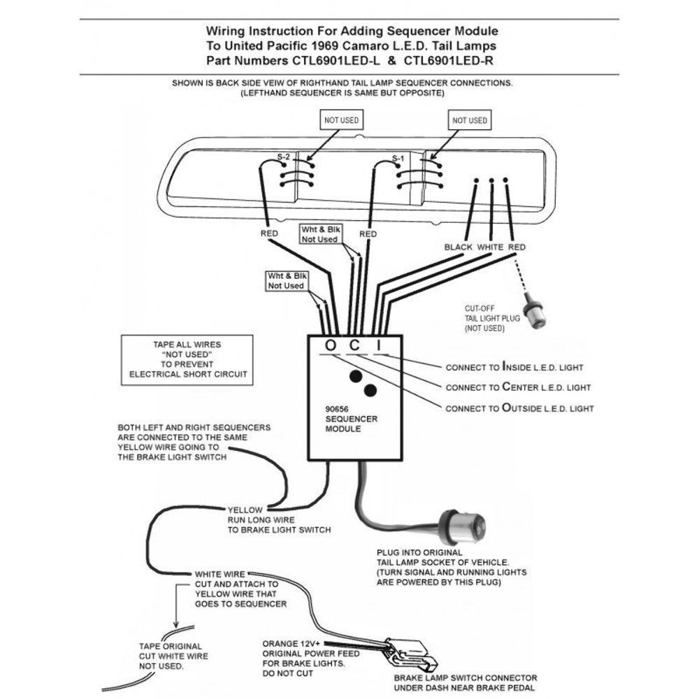 UPI 90656 Sequential LED Tail Light Kit / Sequentially Blinks 3 LED