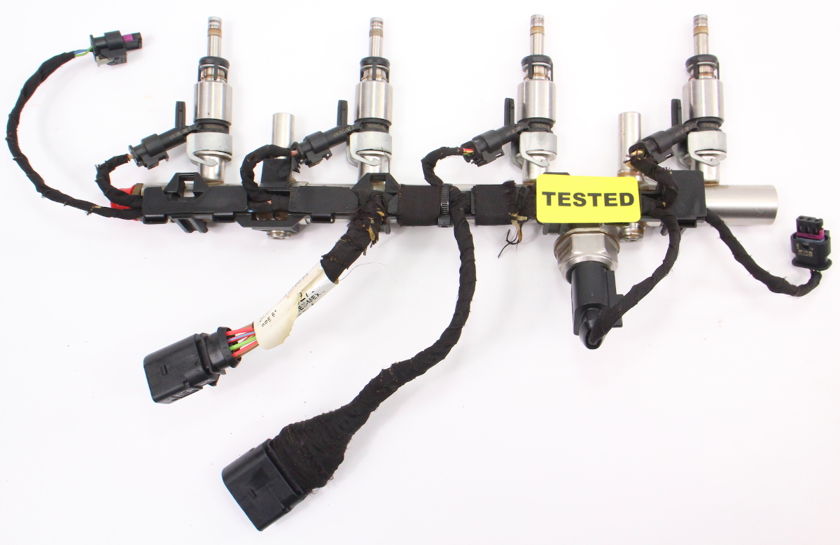 Fuel Injector Set Rail & Wiring Harness 1518 VW Jetta MK6 1.8T 06L