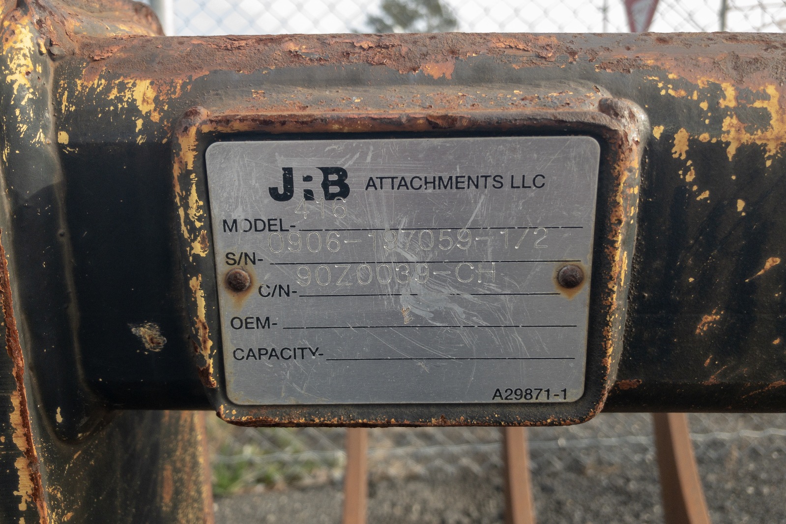 JRB Loader Root Rake 9FT 8IN., Model 416, QuickCoupler Joseph Fazzio