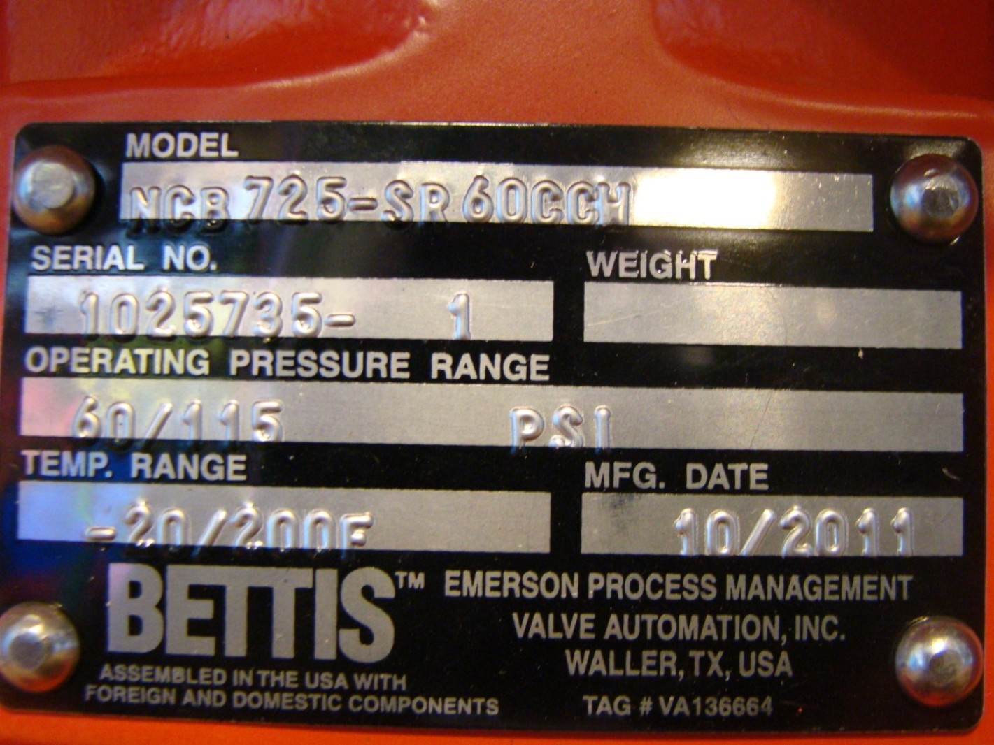 Bettis SnapLock ScotchYoke Pneumatic Actuator , CBA725SR60 Joseph