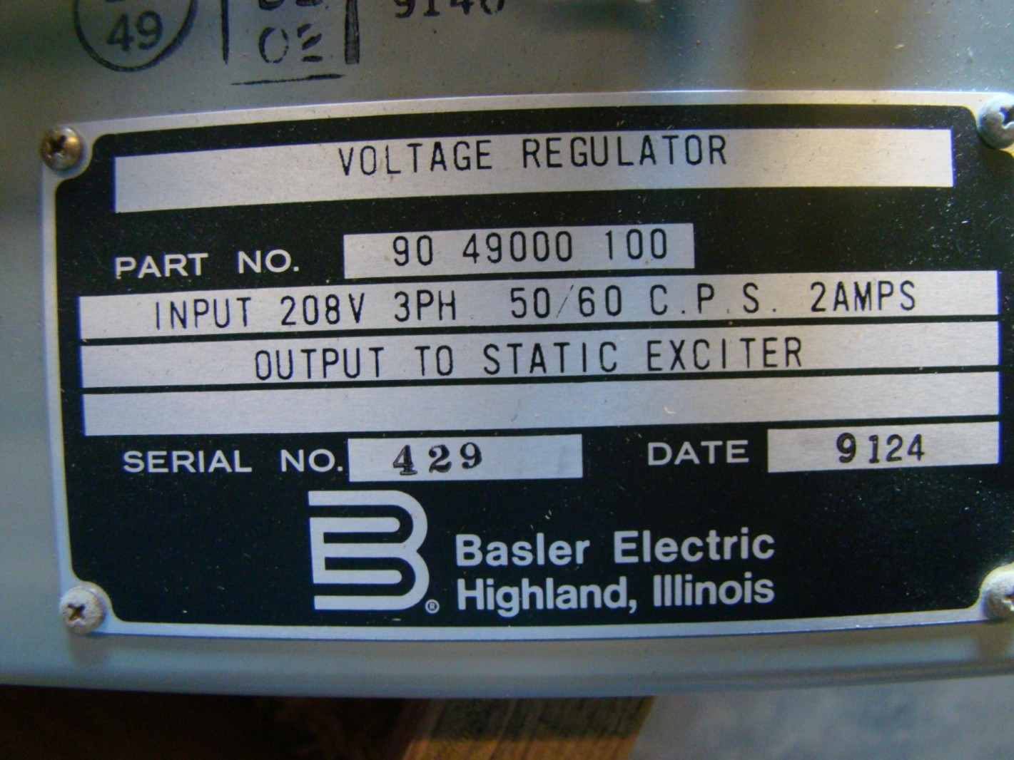 Basler Electric  Voltage Regulator  , 90 49000 100