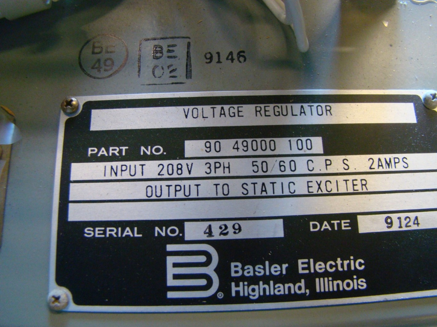 Basler Electric  Voltage Regulator  , 90 49000 100
