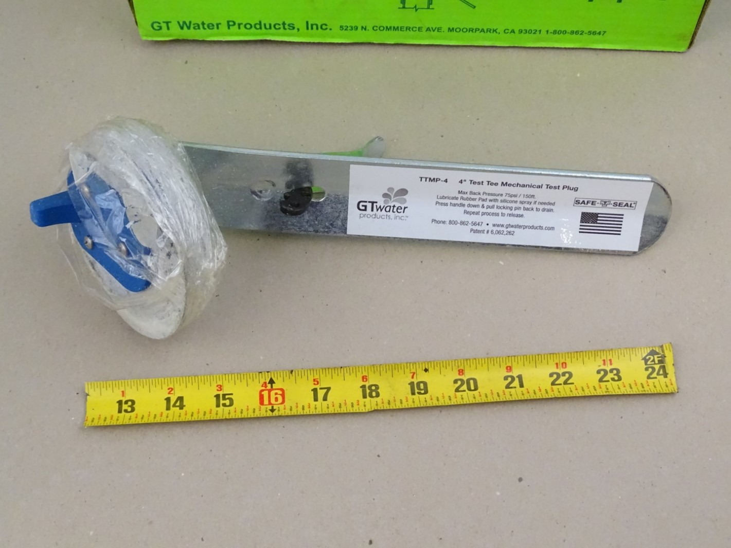 Safe-T-Seal  Test-Tee Mechnical Test Plug  Fits 4