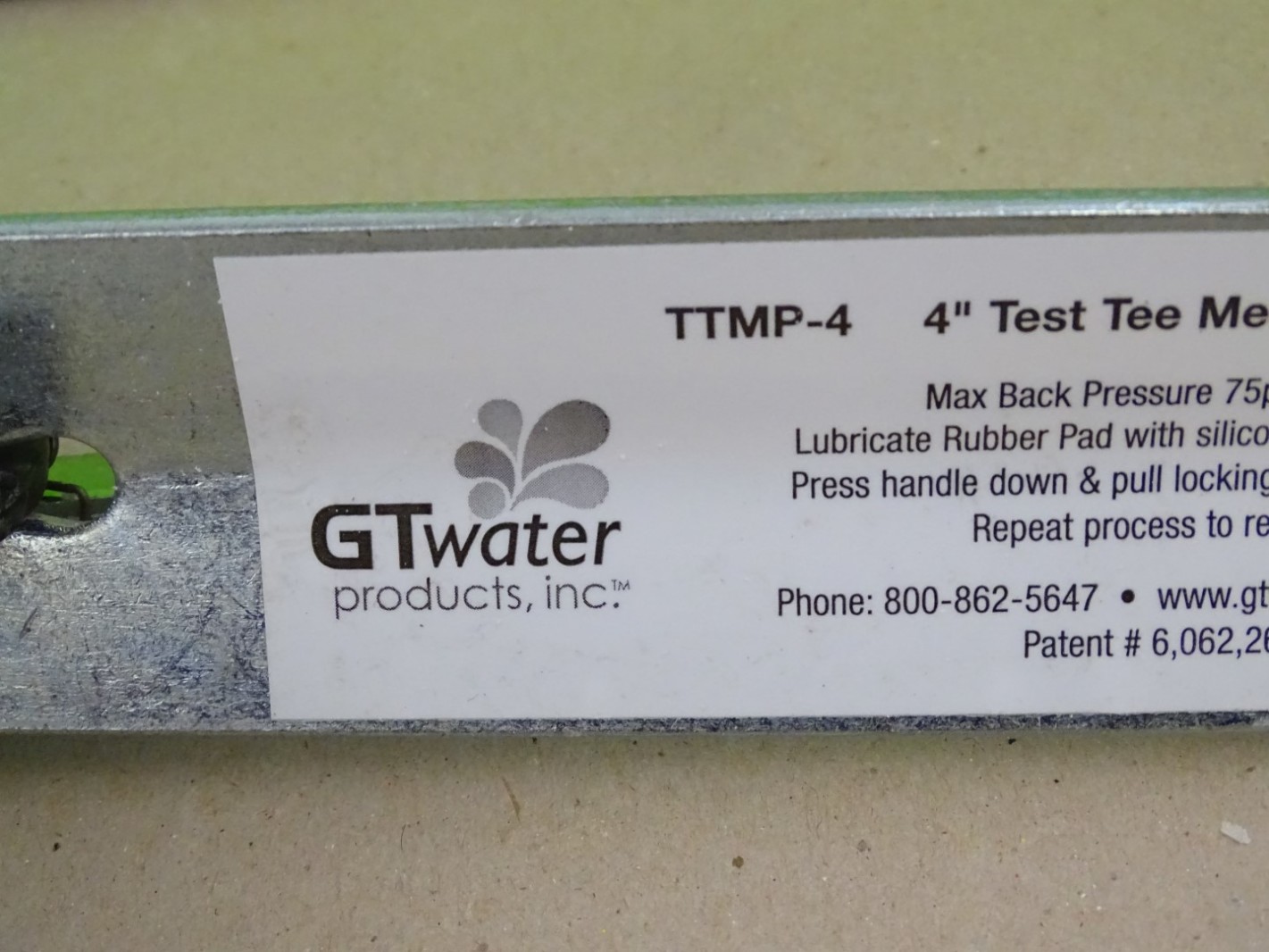 Safe-T-Seal  Test-Tee Mechnical Test Plug  Fits 4