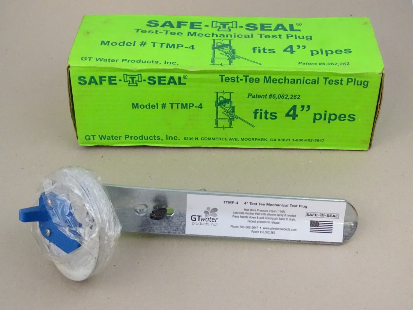 Safe-T-Seal  Test-Tee Mechnical Test Plug  Fits 4