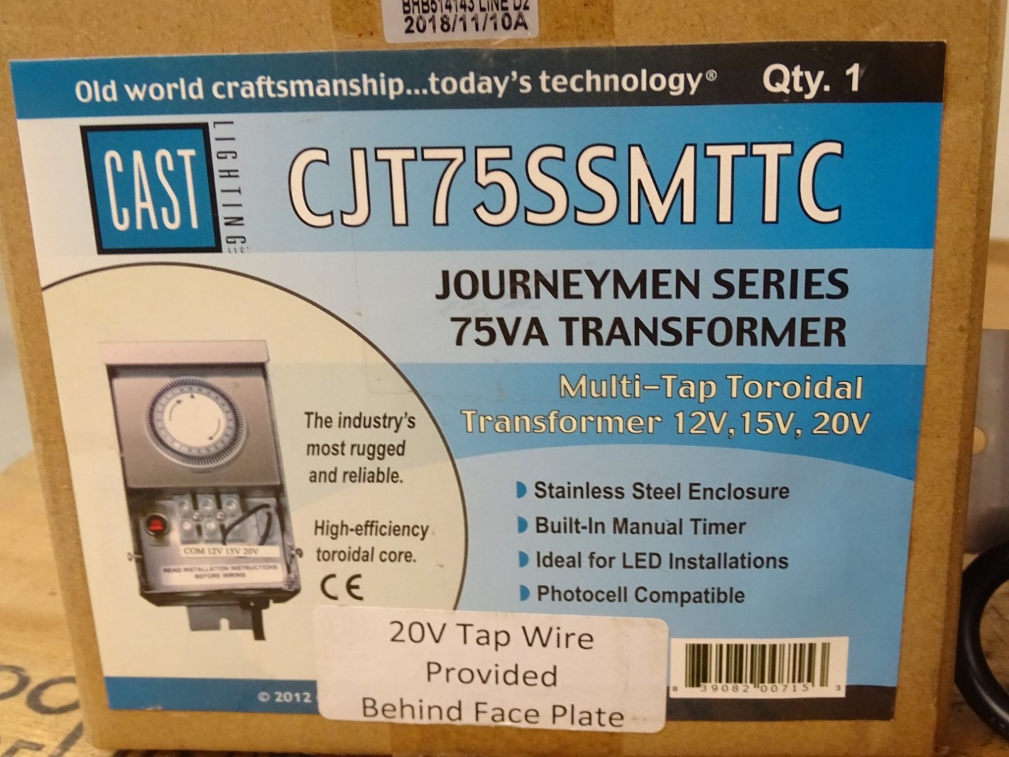 Cast Lighting  Journeymen Series Multi-Tap Transformer  75VA , CJT75SSMTTC