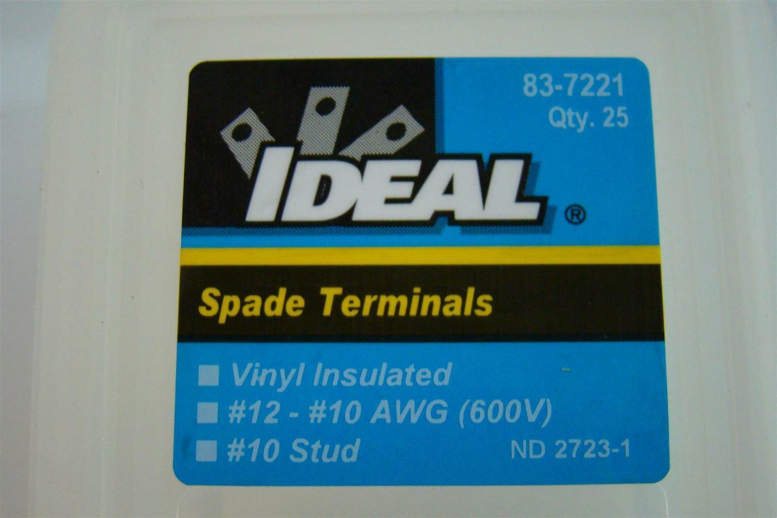 Ideal Spade Terminals Vinyl Insulated 1210 AWG (600V) 10 Stud 83