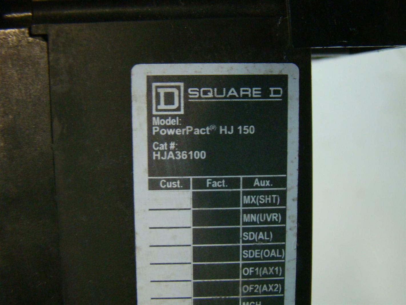 Square D I-Line Circuit Breaker HJ 150 100A PowerPact HJA36100 | Joseph