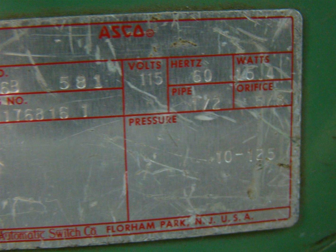 Asco Solenoid 115V 15.4Watts 1/2Pipe 40326B 581 VA176816 1 | Joseph