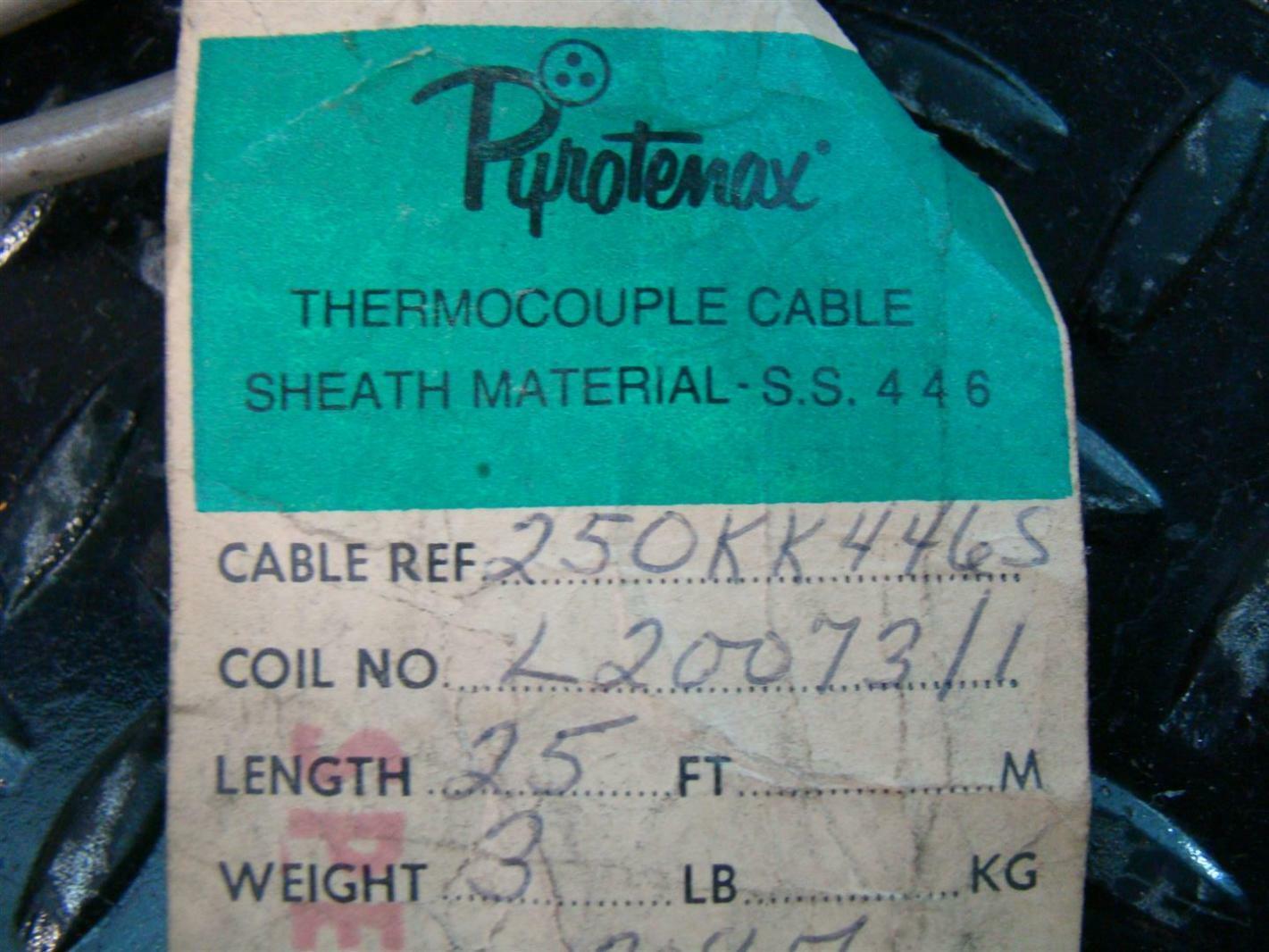 Pyrotenax Thermocouple Cable L2007311 25Ft 250KK446S