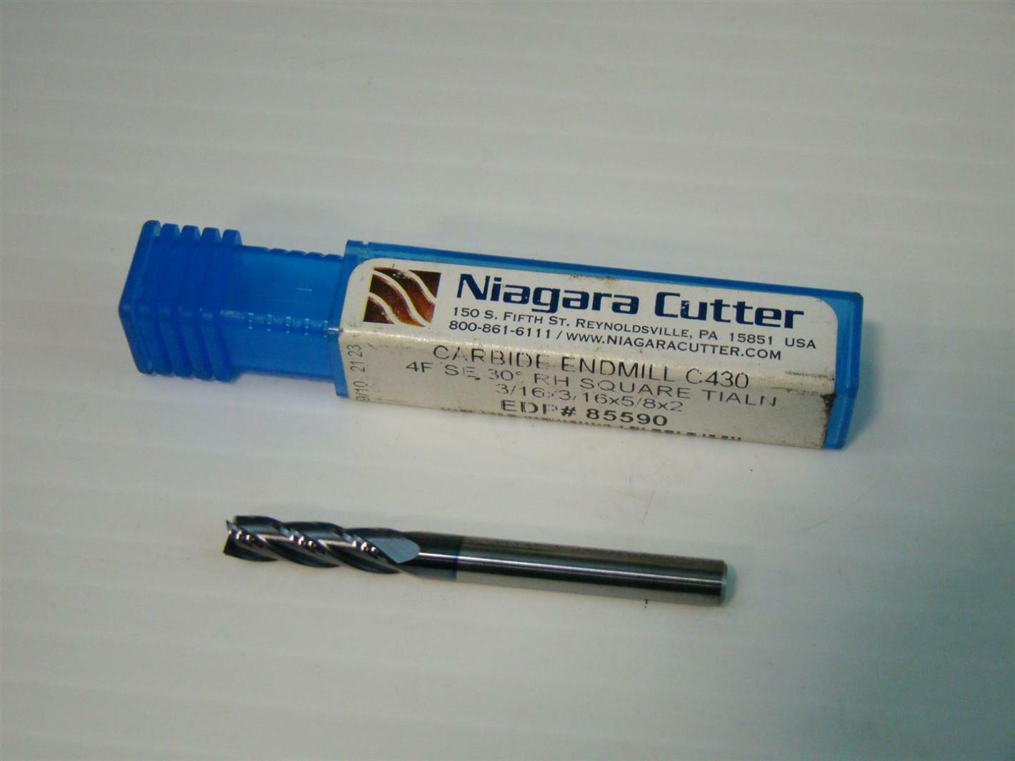 Niagara Cutter Carbide Endmill C430 4F SE 30 deg Tialn 3/16x3/165/8x2 ...