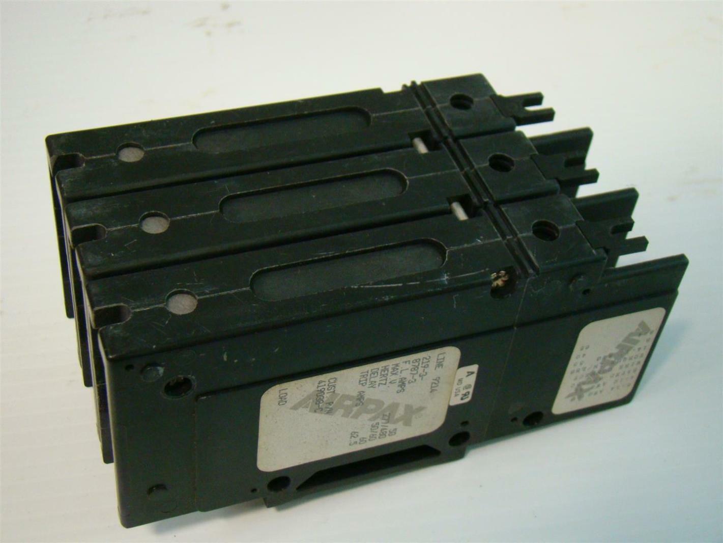 Airpax 50A 3Pole Circuit Breaker 277/480V Trip 62.5Amps 419038C
