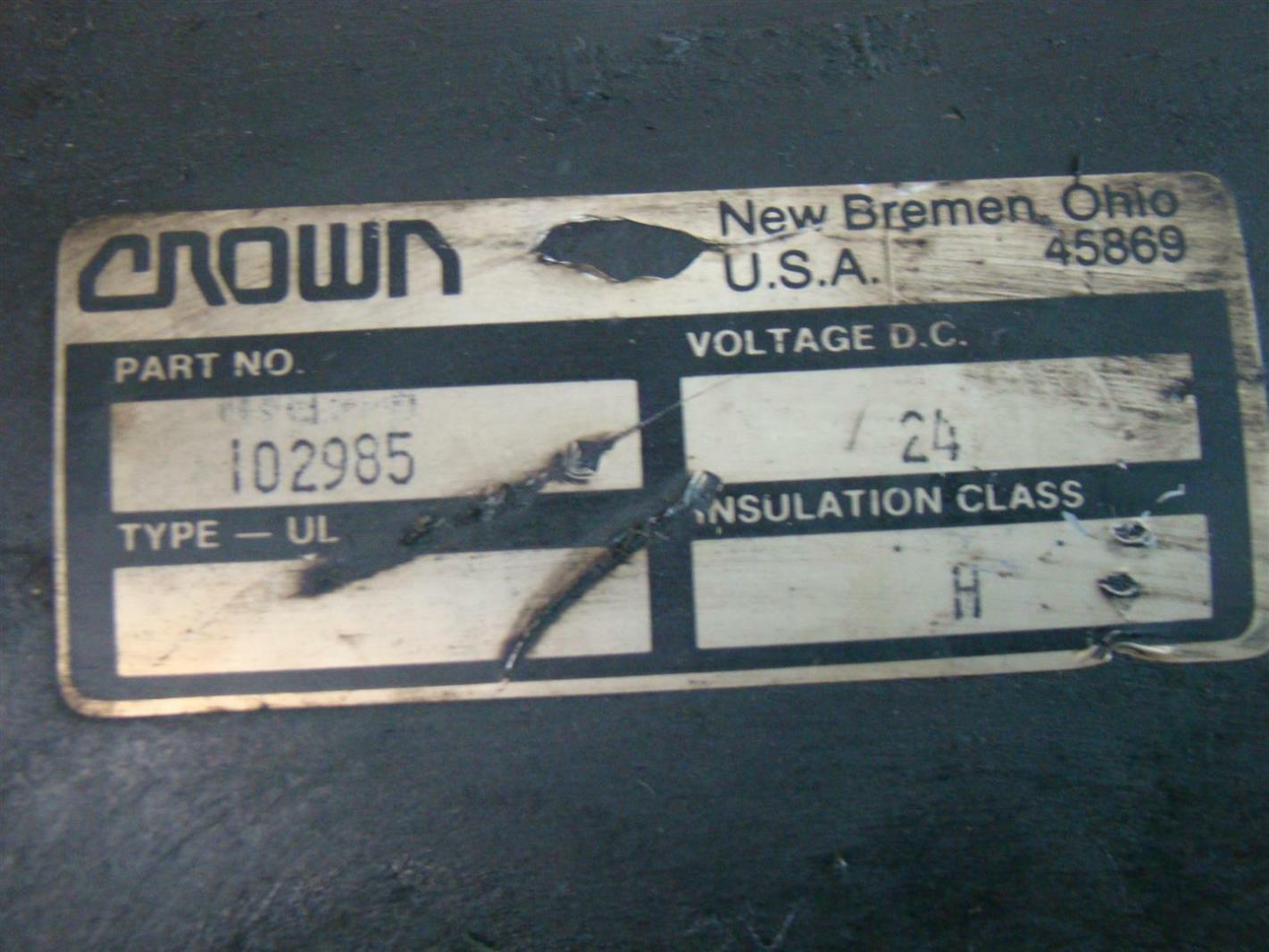 Crown DRIVE 24 VOLT DC MOTOR 102985 for 30SP36TT Order Picker