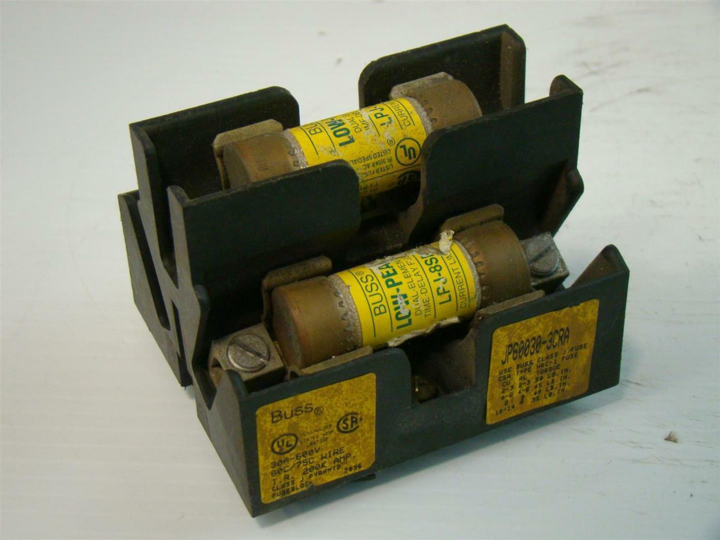 Buss Fuse Block 3 Pole 30A600V 60C/75C Wire 200K Amp JP600303CRA