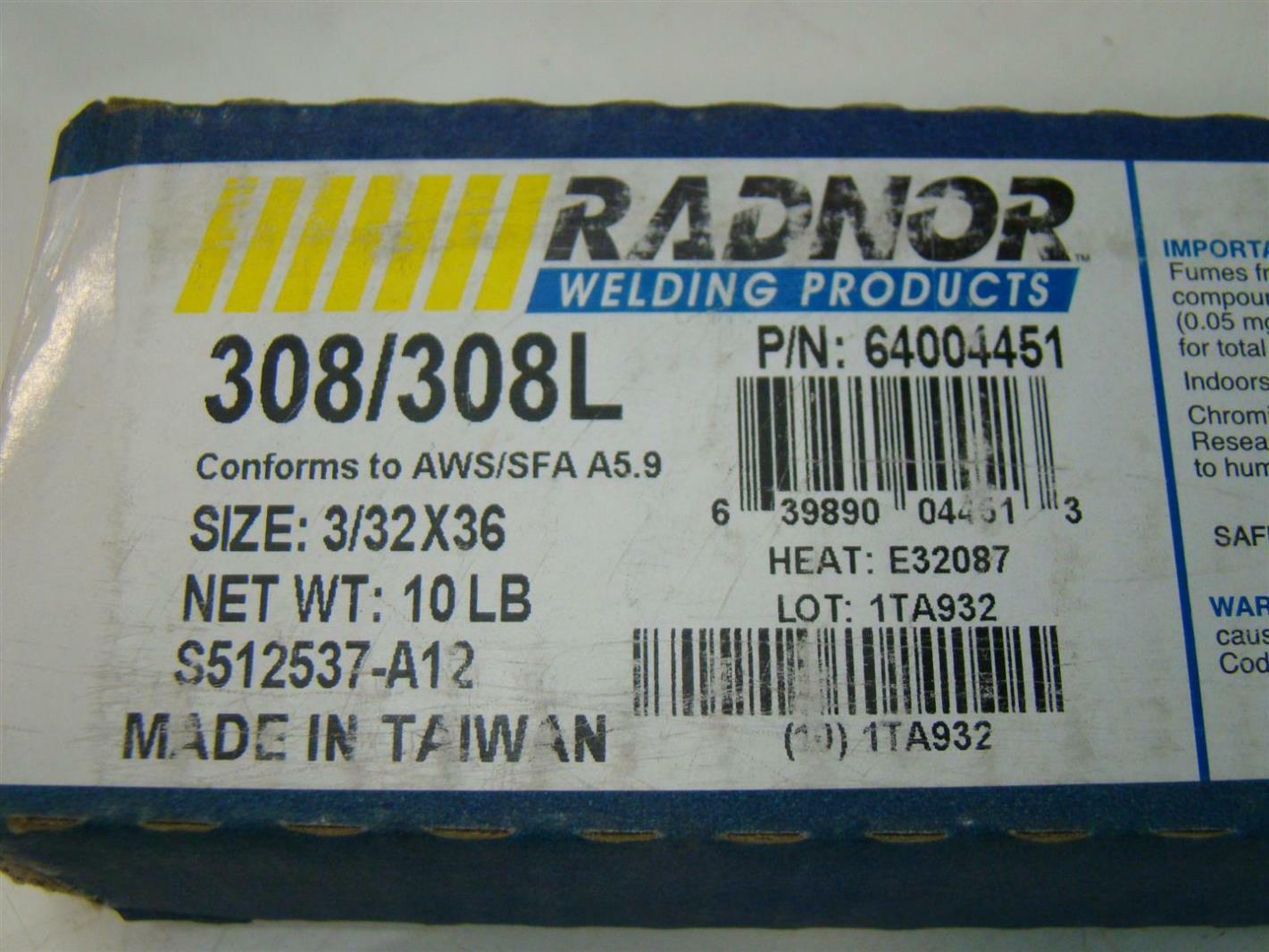 Radnor Welding Products 308/308L 3/32x36 64004451 Joseph Fazzio