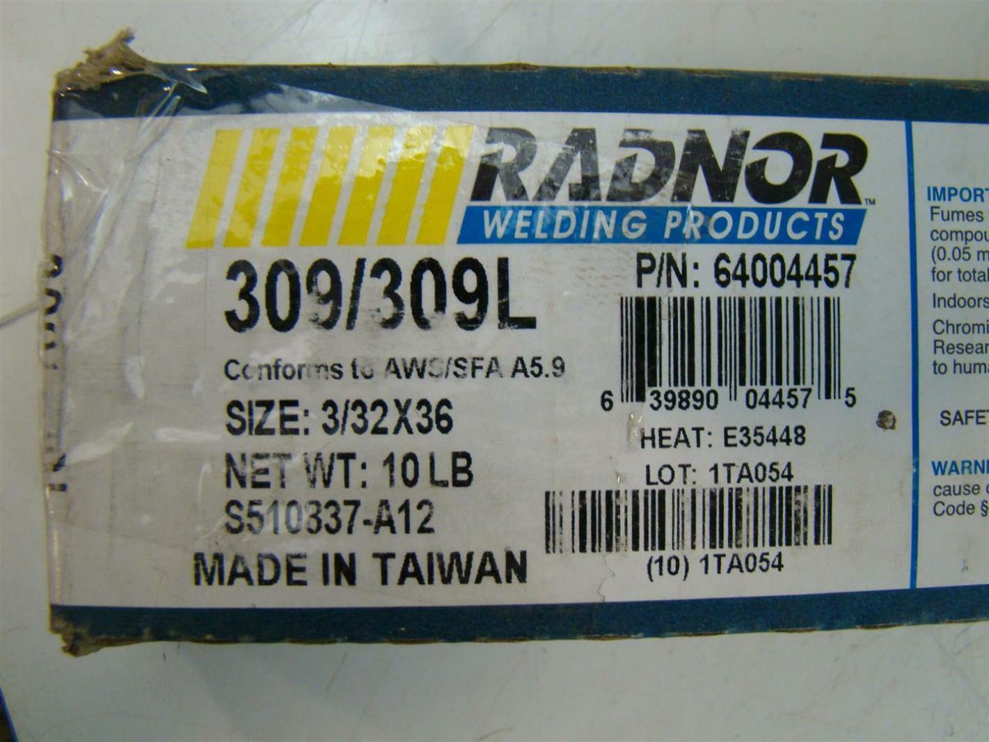 Radnor Welding Products 309/309L 3/32x36 64004457 Joseph Fazzio