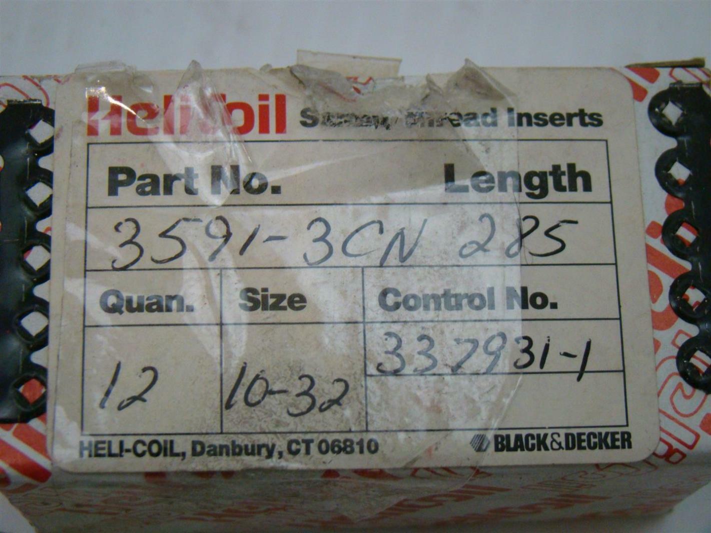 (12) Black & Decker Heli Coil Screw Thread Inserts 10-32 337931-1 3591-3NC 285
