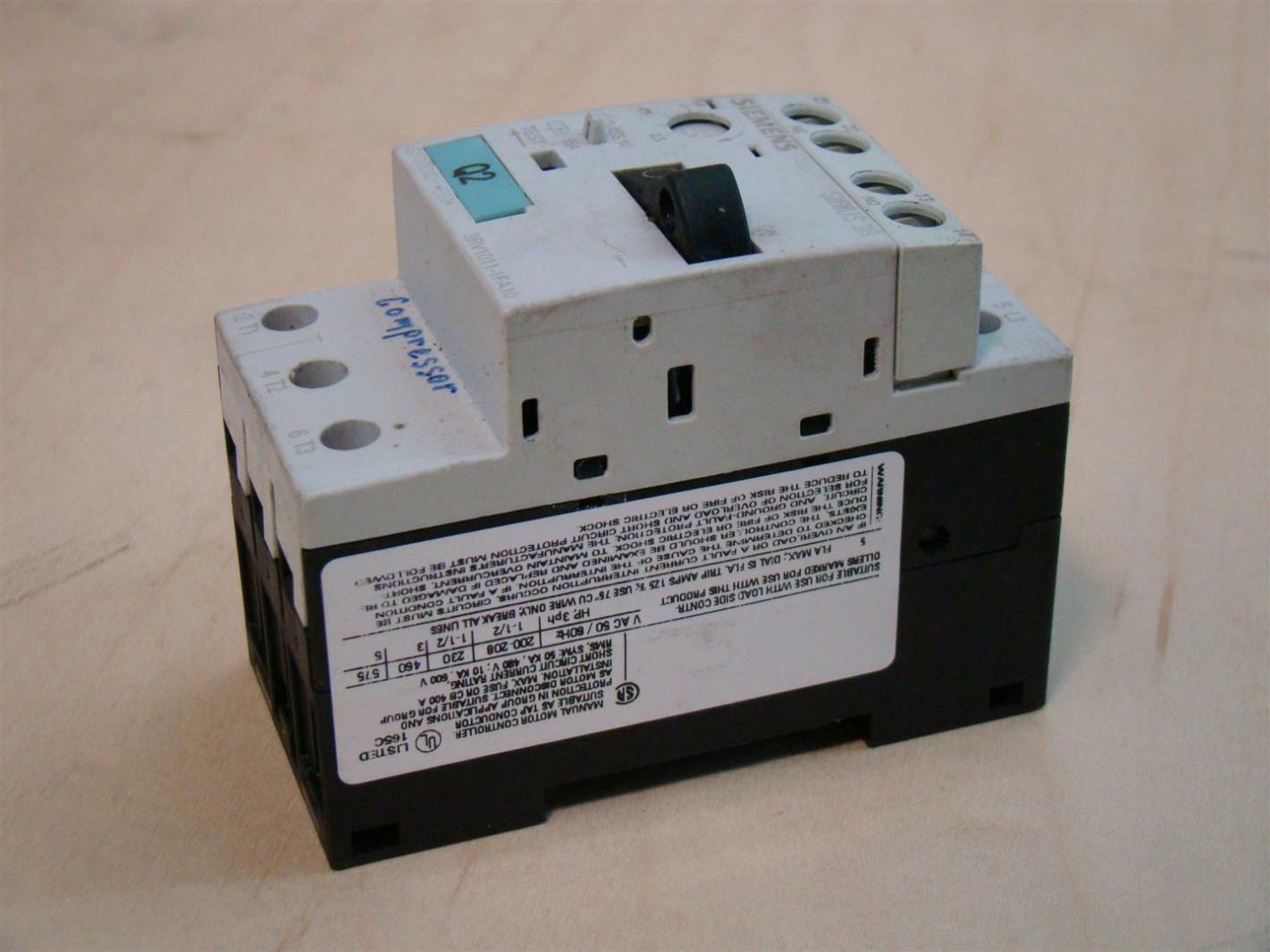 Siemens 3ZX1012-ORV01-1AA1 3RV1011-1FA10 | Joseph Fazzio, Incorporated