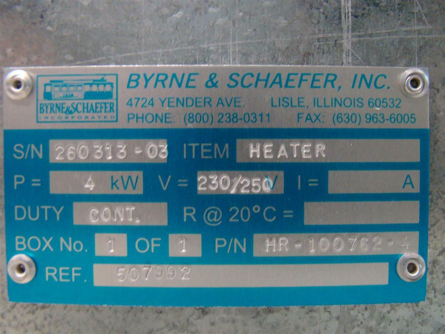Byrne Schaefer Heater 4kW 230/250V HR-100762-4 260 313-03