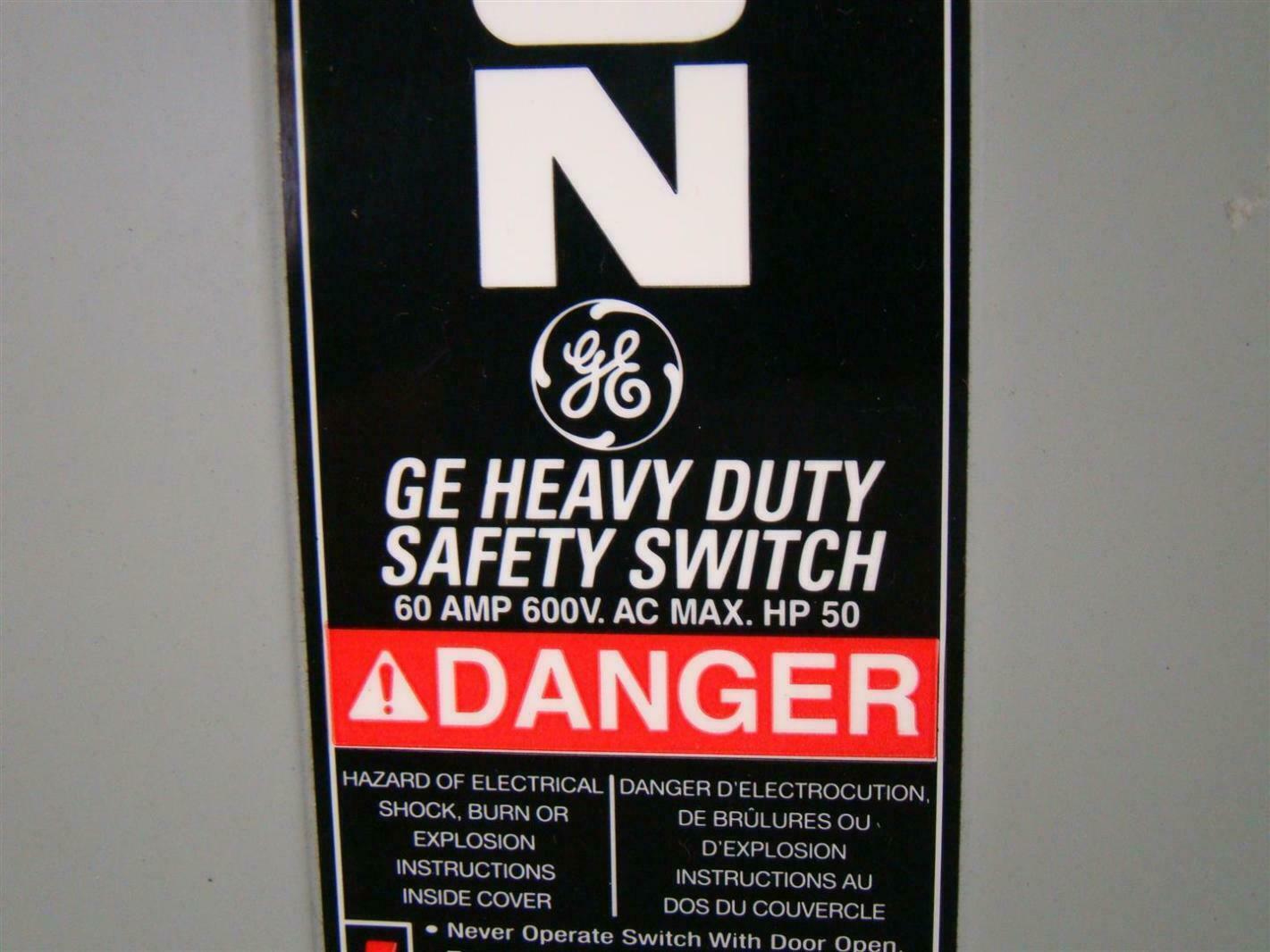 GE Heavy Duty Safety Switch 60Amp 50HP TH3362 Joseph Fazzio, Incorporated