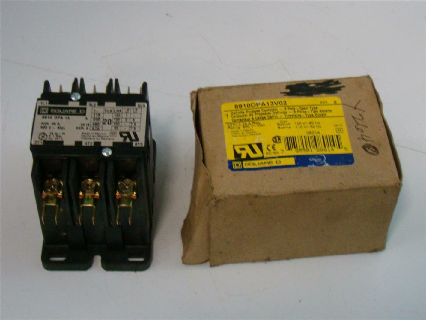 Square D Contactor 3Pole 120V 25A 8910DPA13V02 Joseph Fazzio, Incorporated