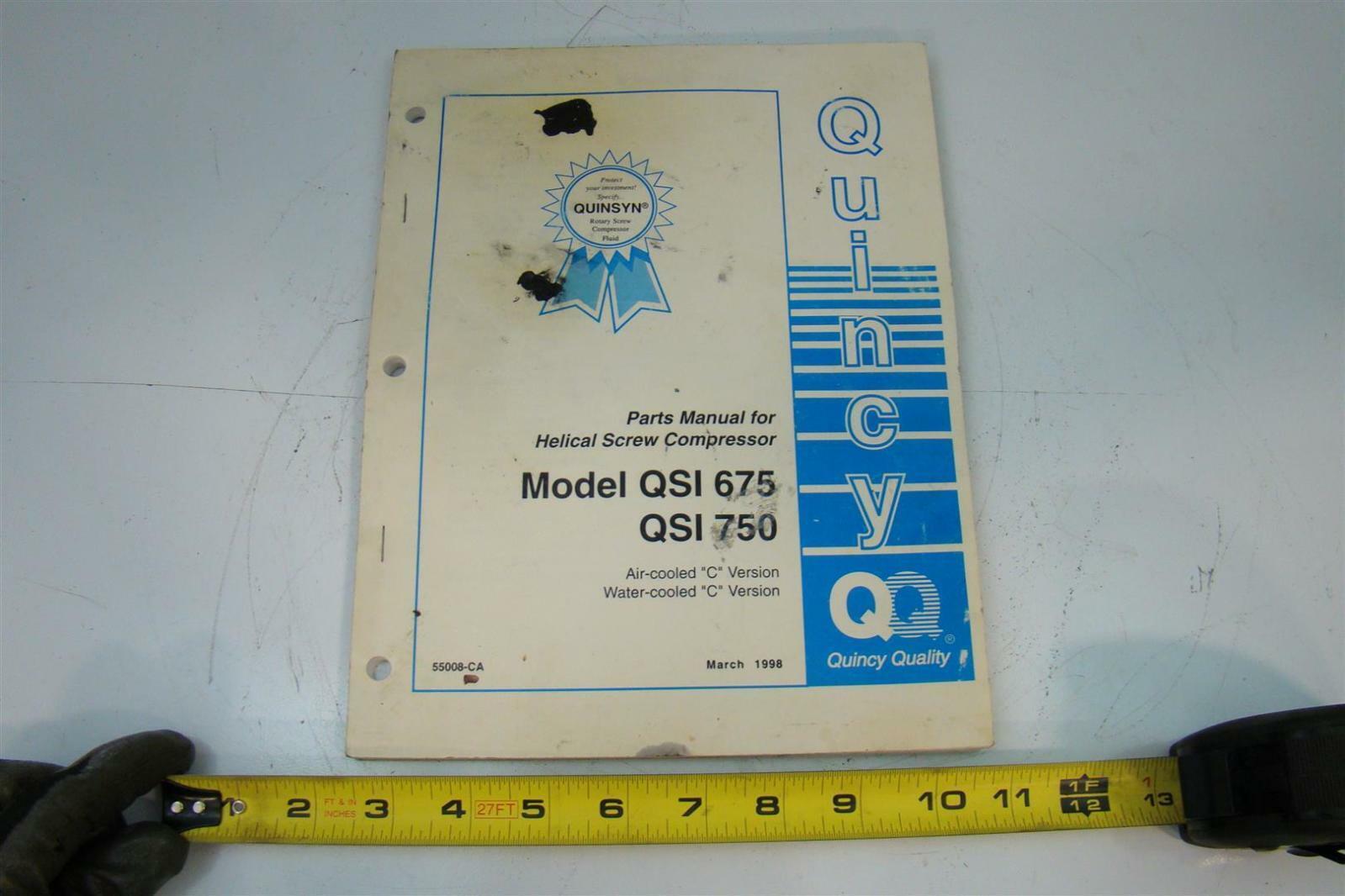 Quincy Parts manual for helical Screw Compressor QSI 675 QSI 750 55008