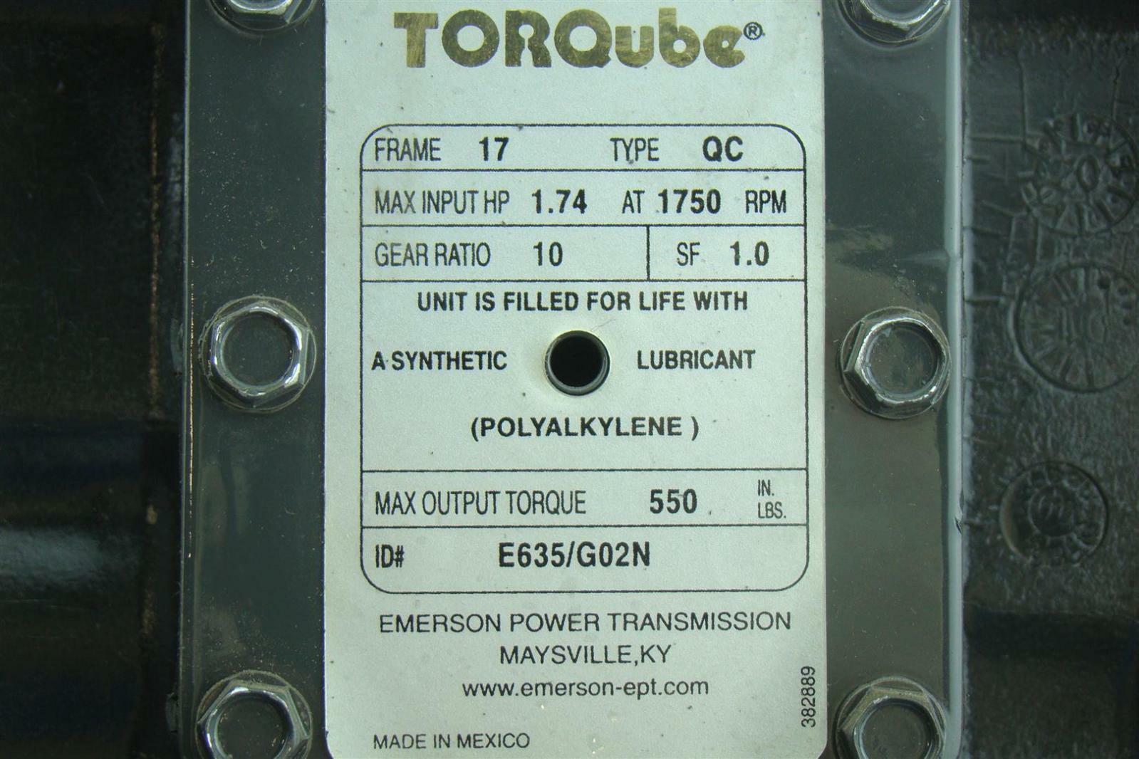 Emerson Power Transmission 17 Frame 10 Ratio 1750 Rpm E635/G02N