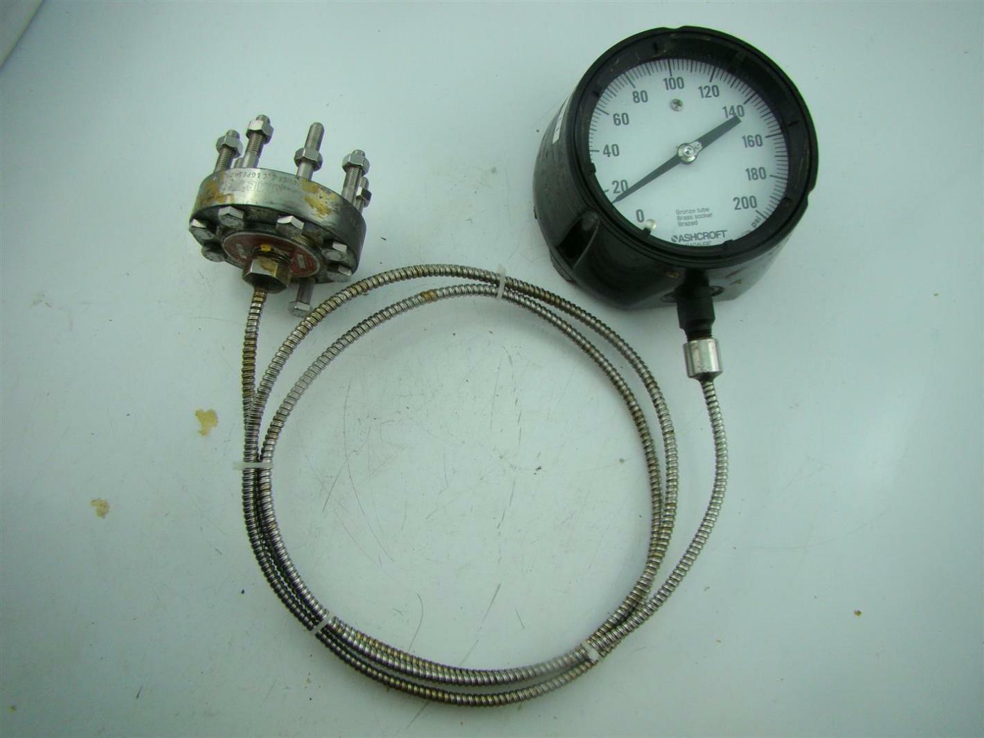 ASHCROFT PRESSURE GAUGE MAX PSI = 200 WITH AMETEK DIAPHRAGM Joseph