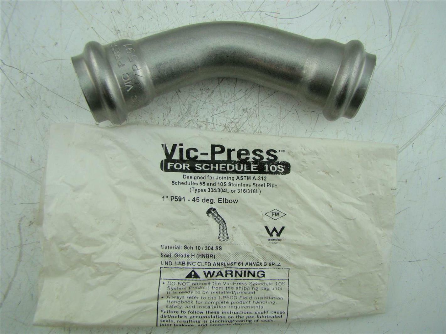 VICTAULIC VICPRESS SS 1" P591 45 DEG. ELBOW Joseph Fazzio