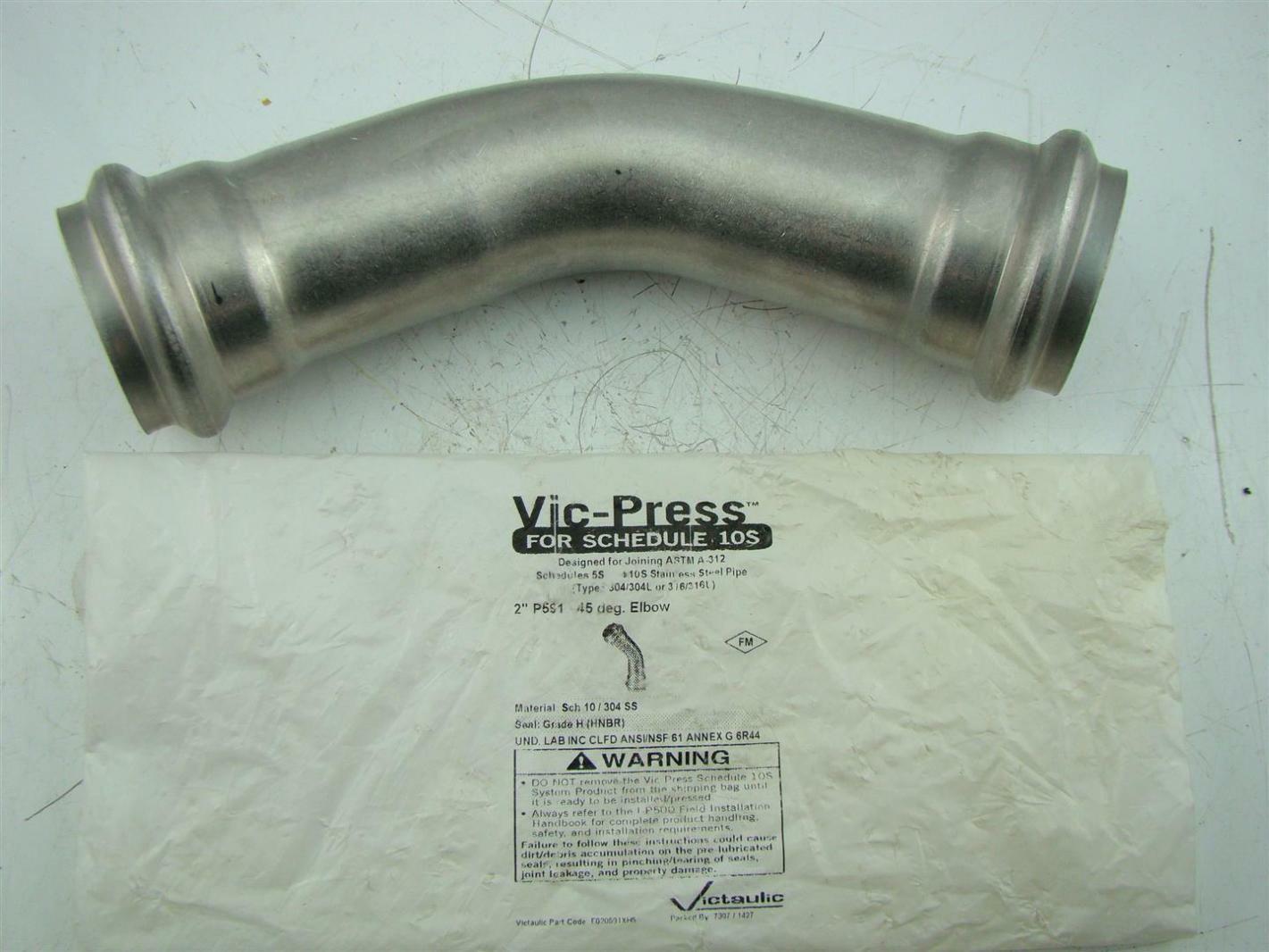 VICTAULIC VICPRESS SS 2" P5S1 45 DEG. ELBOW Joseph Fazzio