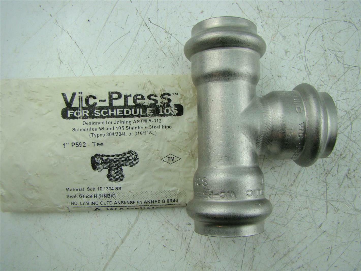 VICTAULIC VICPRESS SS 1" P592 TEE Joseph Fazzio, Incorporated
