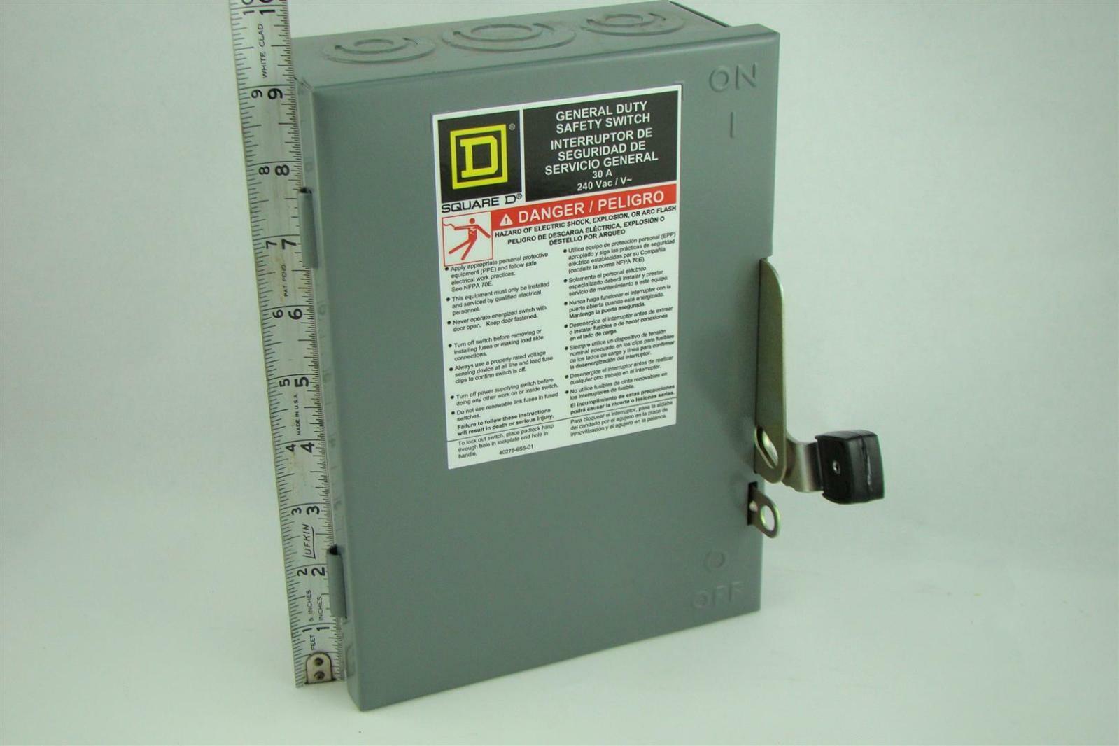 Square D General Duty Safety Switch Enclosure 30A 240Vac 3PH D321N
