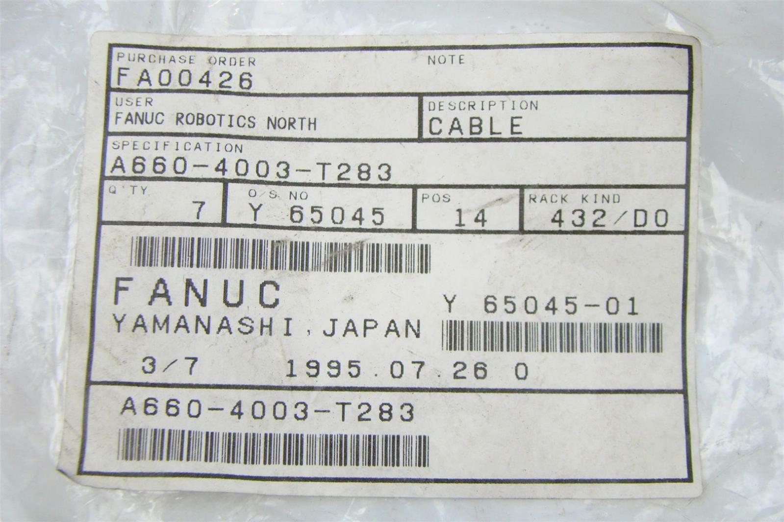 Fanuc Robotics Cable Assembly A660-4003-T283